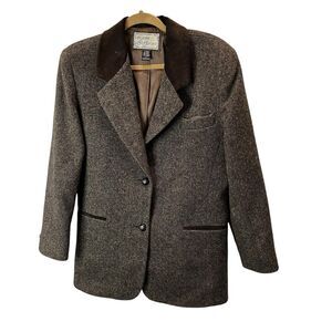 Vintage Laura Jefferies Brown Wool Blend Blazer Coat Jacket Womens Size L